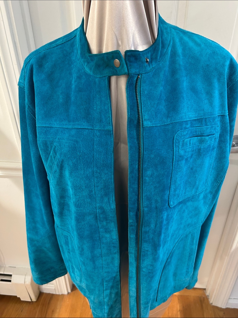 Chico's Teal Suede Zip Jacket